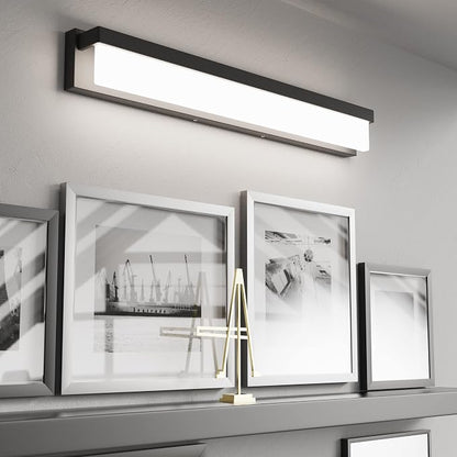 LED Bathroom Vanity Light Fixture Over Mirror 32.3 inch Modern Rectangle Black Matte Metal Lighting Bar 4000K Daylight Wall Sconce (Black)
