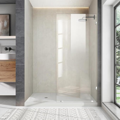 Bathroom Shower Glass Door 24 * 78" - 5/16"(8mm) Thick Clear Tempered Glass Panel, Fixed Hinged Framless Shower Glass Door with Clamps, Chrome