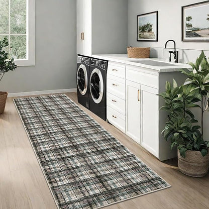 Washable Runner Rug 2x6 Modern Bathroom Rugs Non Slip Kitchen Rugs with Rubber Backing Entryway Rug Soft Non Shedding Stain Resistant Carpet for Laundry Hallway Bedside 2'x6'