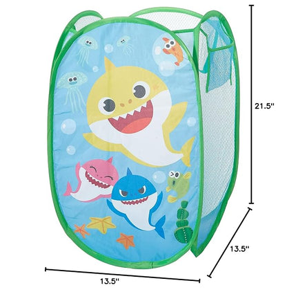 Baby Shark Pop-Up Hamper,Kids Laundry Storage Bin with Durable Carry Handles, 21" x 13.5" x 13.5" Collapsible Organizer
