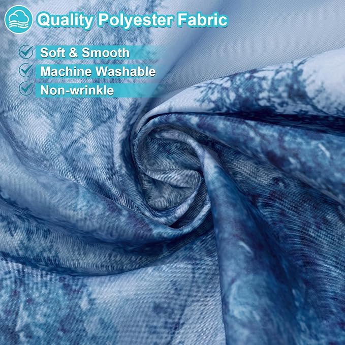 ORTIGIA Blue Shower Curtain for Bathroom, Misty Forest Nature Woodland Shower Curtain Set with Metal Hooks, Decorative Pine Tree Fog Magic Bath Curtain for Home, Waterproof Fabric, Weighted, 72x72