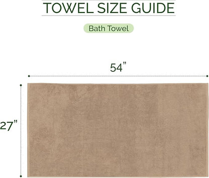 Elegant Comfort 100% Turkish Cotton Corduroy Ribbed Luxury Soft 2 Pack Bath Towels 27 x 54 Inch - Ultra Plush, Absorbent, Quick Dry, Hotel Spa Quality Towels for Bathroom Essentials, Taupe