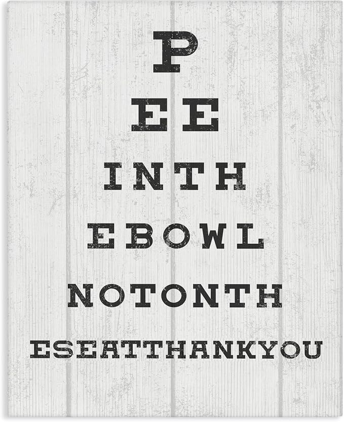Bathroom Humor Eye Chart Sassy, 30 x 40 Inch Canvas Wall Art | Stupell Industries · By Lil' Rue · Ready to hang · Fun gift for bath and laundry spaces · Made in USA