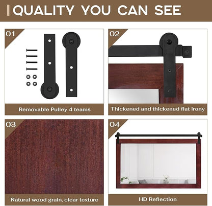 COGOOD Farmhouse Bathroom Mirrors for Over Sink - 30 x 45 Espresso | Rustic Barn Door Wood Framed Vanity Mirror for Entryway, Living Room, Bedroom, Dresser Wall Decor