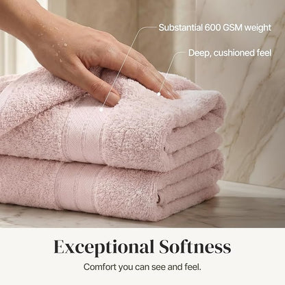 Modern Threads - Spun Loft 6-Piece 100% Combed Cotton Towel Set - Bath Towels, Hand Towels, & Washcloths - Super Absorbent & Quick Dry - 600 GSM - Soft & Plush, Blush