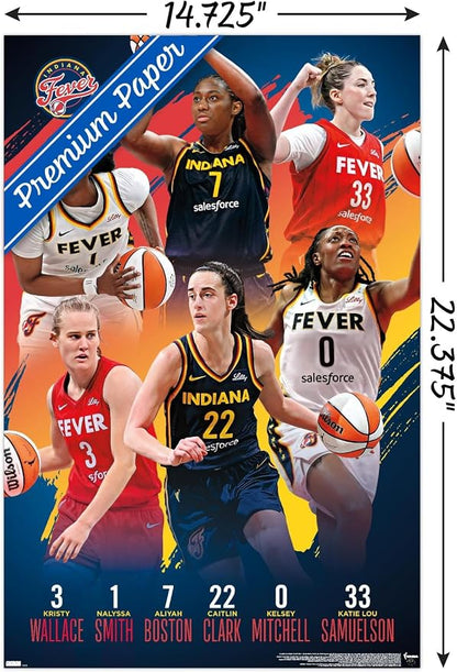 Trends International WNBA Indiana Fever -Team 24 Wall Poster, 22.4L x 14.7W, Premium Poster & Mount Bundle