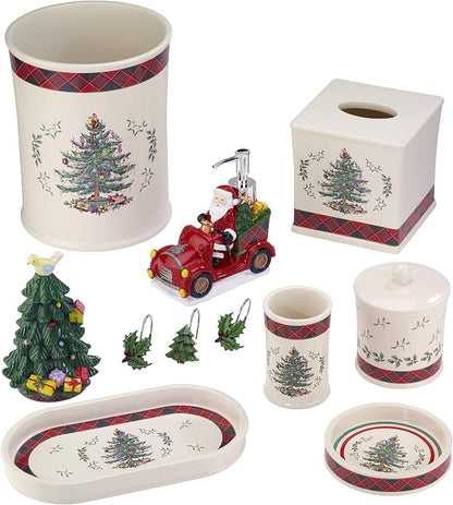 Spode - Shower Curtain Hooks, Holiday Bathroom Accessories, Set of 12 (Spode Christmas Tree Tartan Collection)