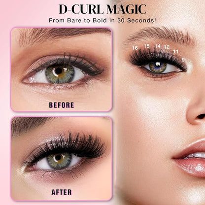 Lash Clusters DIY Cluster Eyelash Extensions 280pcs 9‑16mm 30D Wispy D Curl Natural Volume Lashes–Waterproof Fake Cat Eye Fluffy Individual Soft Clusters(16MIX2-1-X)