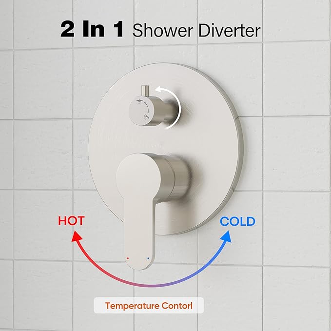 Gabrylly Shower System, High Pressure 12" Rain Shower Head with Handheld Shower, Wall Mounted Slide Bar Shower Faucet Set Complete, Shower Combo Set with Shower Valve,Brushed Nickel