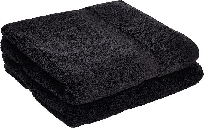 SUPERIOR Egyptian Cotton Plush & Absorbent, Bath Towel Set of 2, Black | Quick Dry, Soft Luxury Towel Set, Bath Essentials for Bathroom, Guest Bath, Spa, 2 Piece Bath, Madeline Towels