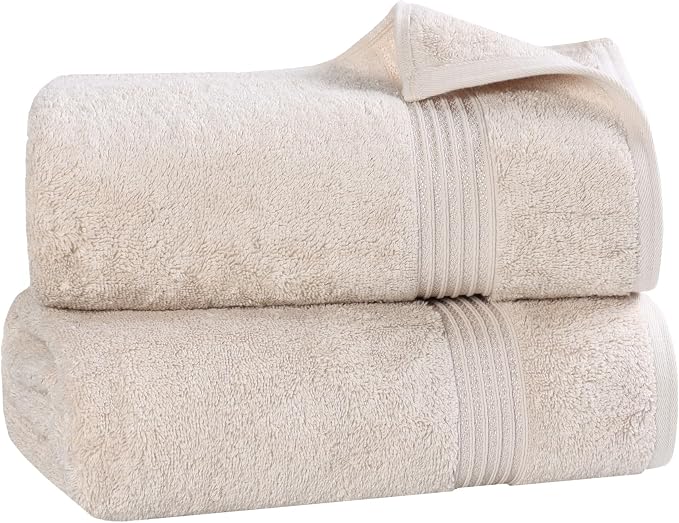 SUPERIOR Egyptian Cotton Bath Sheet Set, Oversized Towels for Home Bathroom, Master, Guest Bath, Decor Essentials, Quick Dry, Absorbent, Large Body Towel, Spa, Hotel, Resort, Set of 2, Stone