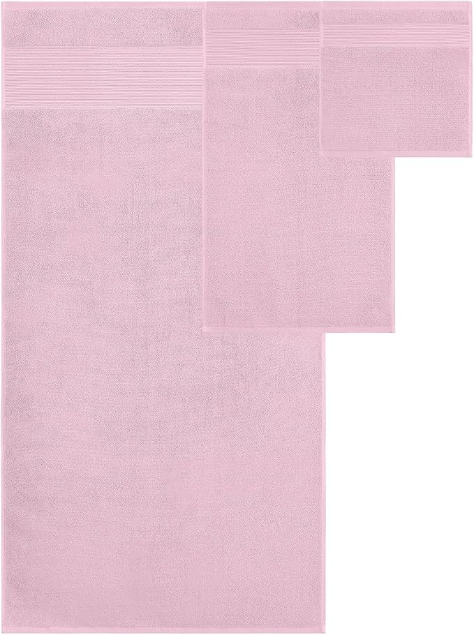 Modern Threads Air Cloud 6-Piece Towel Set - 100% Zero-Twist Cotton, 500 GSM, Quick Dry & Plush, Pink