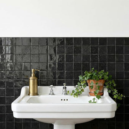 Charcoal Black 4 Sheets 6x6 Inch Peel and Stick Subway Tile Backsplash, Self Adhesive Wall Tiles for Kitchen Bathroom, Thick Waterproof Heat Resistant, Easy Install No Grout, Renter Friendly