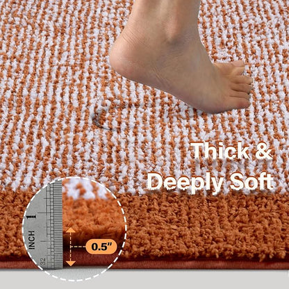 48x32 Large Bathroom Rugs Washable Non Slip, Bath Mat for Bathroom Floor Tub, Soft Absorbent Quick Dry Mats for Shower, Bathtub,Home Decor(Coral Orange)