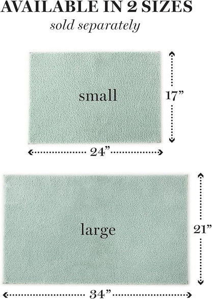 MARTHA STEWART Drylon Microfiber Bath Rug - 1 Piece, Ultra Soft Plush, Non-Slip, Thick, Washable Bathroom Rugs, Home Decor Accessories, Household Essentials, Small Bath Mat, 17" x 24", Aqua