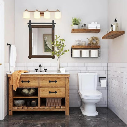 Besdomus Rustic Bathroom Wall Mirror: 22"x30" Brown Barn Door Solid Cedar Wood Frame Vanity Mirror - Farmhouse Decor for Hallway/Living Room/Bathroom Renovation - Wall Decor for Fashion-Conscious