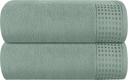 GLAMBURG 100% Cotton Oversized 2 Pack Bath Sheets 35x70, Ultra Soft Highly Absorbant Compact Quickdry & Lightweight Large Bath Sheet Set, Ideal for Gym Travel Camp Pool - Jade