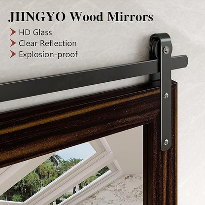 Farmhouse Bathroom Mirror, 24x36 Inch Black Brown Vanity Mirror for Wall, Wood Framed Rustic Mirror Rectangular Wall Decor Mirrors for Entryway Living Room Bedroom