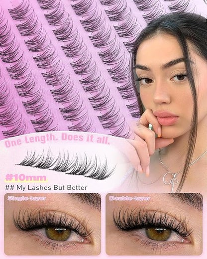 Natural Lash Clusters Only 10mm Lash Extensions Wispy Eyelash Clusters Velure Cluster Eyelash Extensions with Clear Band C Curl Individual Lashes Essential Length for Daily Lash Extensions