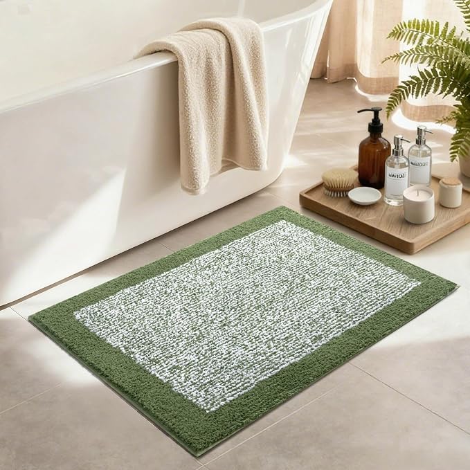 Bathroom Rugs 30x20 Non Slip Washable, Matcha Green Bath Mat for Bathroom Floor Tub, Soft Absorbent Quick Dry Mats for Shower, Bathtub,Home Decor