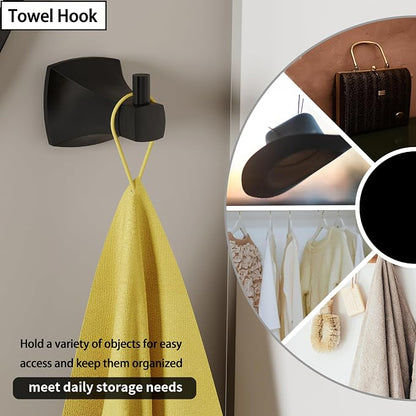 4 Pieces Bathroom Hardware Accessories Set Towel Bar Towel Holder Robe Hook Toilet Paper Holder Stainless Steel and Zinc Alloy Wall Mount