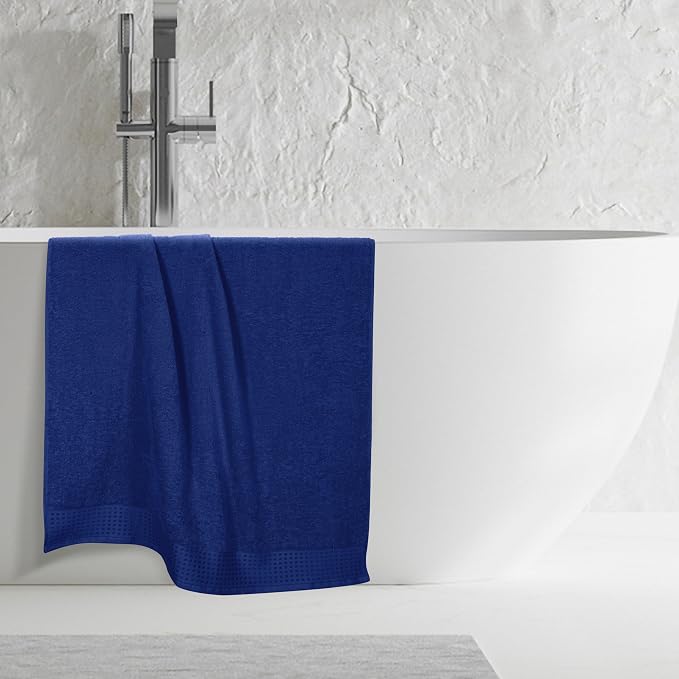 GLAMBURG 100% Cotton Oversized 2 Pack Bath Sheets 35x70, Ultra Soft Highly Absorbant Compact Quickdry & Lightweight Large Bath Sheet Set, Ideal for Gym Travel Camp Pool - Navy Blue