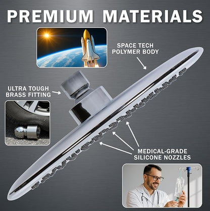 Waterfall Showerhead - 1.8 GPM - Polished Chrome | 9 Inch Large Overhead Rain Shower Head With Self-Clean Nozzles, Adjustable Brass Ball Joint, High Flow Best With Extender Arm