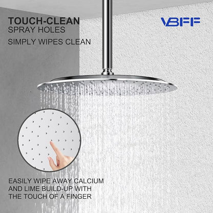 VBFF-Shower Head,rain shower head, 12 inch- Round Shower Head, 1.8 GPM Flow Rate, rainfall showerhead,VBFF13 (Chrome)