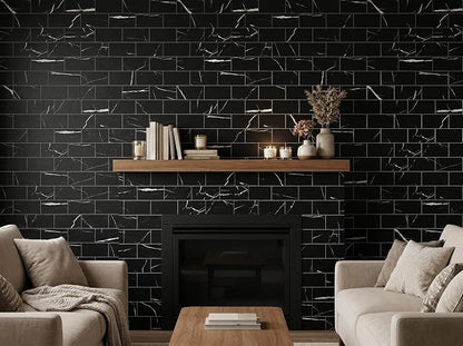 2026 New Upgrade Peel and Stick Backsplash Tile, Peel and Stick 11.34" X 11.57" Wall Tile for Kitchen, Bathroom, Fireplace, Laundry (Black Rocks, 10 Packs)