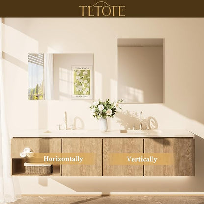 Frameless Mirror 2 Packs 16" x 24" Tempered Vanity Mirror for Bathroom, Bedroom, Living Room, Entryway, Hallway, Home Gym, Vertically/Horizontally