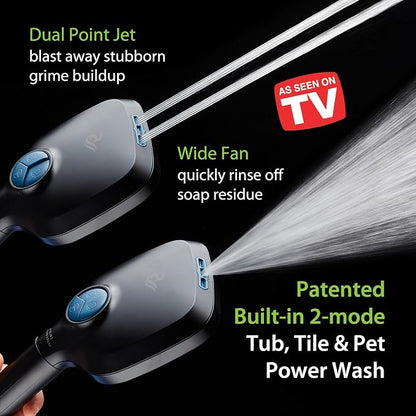 AquaCare High Pressure 10 Spray Mode Filtered Showerhead - Handheld Shower Head Filters Chlorine to Heal Dry Skin, Revive Hair - Dual Power Wash Cleans Tub, Tile, Pets - Hard Water Softener, Black