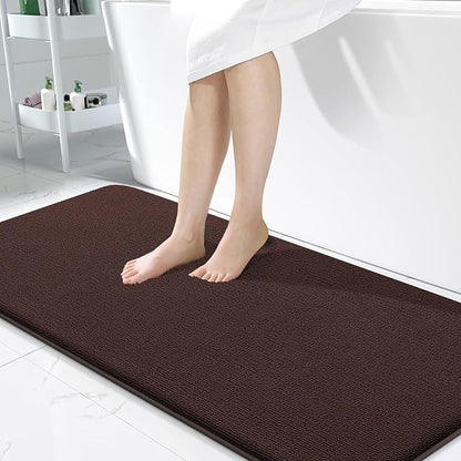 OLANLY Memory Foam Bathroom Runner Rugs 47x24, Absorbent Long Mat, Brown | Soft Quick Dry Bath Rugs, Non-Slip Carpet, Machine Washable Mat for Bathroom Floor, Tub and Shower, Home Decor Accessories