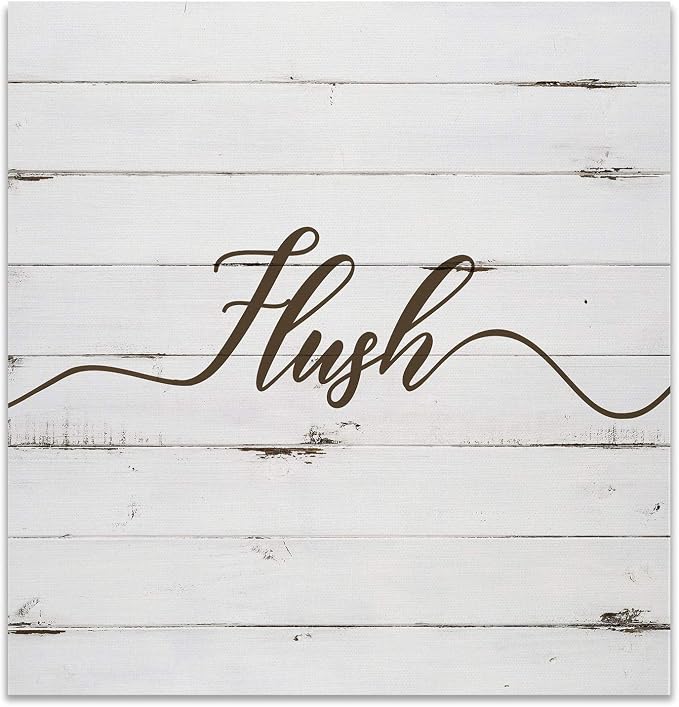 Renditions Gallery Rustic Flush Sign Bathroom Décor Gallery Wrapped Canvas Wall Art, 16x16,