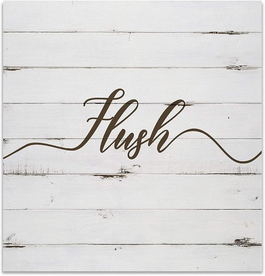Renditions Gallery Rustic Flush Sign Bathroom Décor Gallery Wrapped Canvas Wall Art, 12x12,