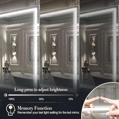OKPAL 24x32 LED Bathroom Mirror, Anti-Fog Lighted Bathroom Mirror, Dimmable Lighted Vanity Mirror, LED Vanity Mirror with Lights, Shatterproof, ETL Listed, Horizontal/Vertical