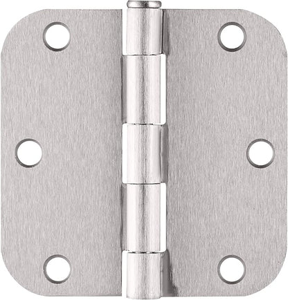 Design House Interior Door Hinges, 3.5 in. x 3.5 in., Rounded, 5/8-in. Radius, Steel, Pre-Lubricated, Door Hardware, Satin Nickel, 10-Pack, 181420