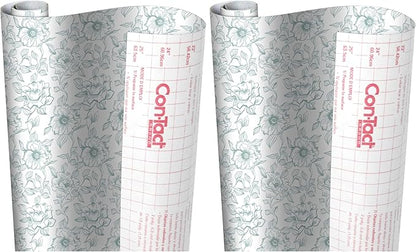 Con-Tact Brand Creative Covering, Self-Adhesive Shelf Liner, Multi-Purpose Vinyl Roll, Easy to Use and Apply, 18'' x 16', English Rose Blue (Pack of 2)