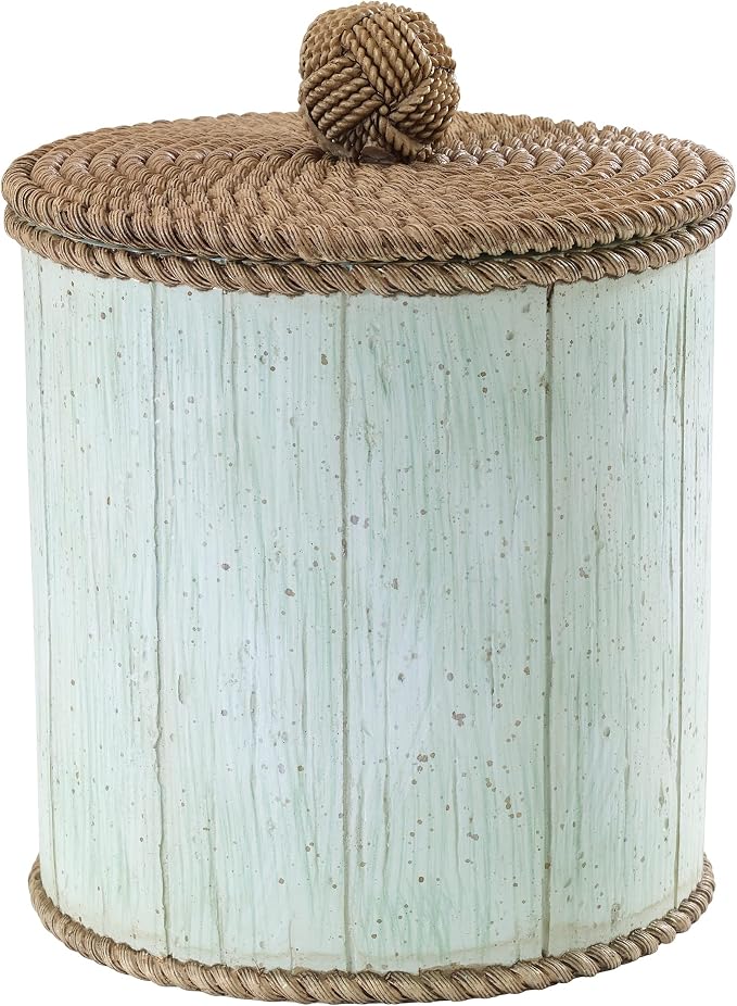 Avanti Linens - Covered Jar, Guest Bathroom Essentials, Coastal Inspired Bathroom Decor (Beachcomber Collection)
