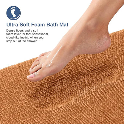 OLANLY Thick Memory Foam Small Bathroom Rug 24x16, Absorbent Bath Mat, Clay | Soft Quick Dry Bath Rugs, Non-Slip Carpet, Machine Washable Mat for Bathroom Floor, Tub and Shower, Home Decor Accessories