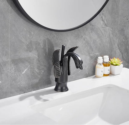 Oil Rubbed Bronze Bathroom Faucet Swan Shape Single Handle One Hole Bathroom Vanity Faucet Basin Tap Deck Mount Lavatory