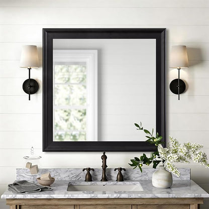 CULER Black Wall Mirror for Bathroom,Rectangle 30 x 30 inch Vanity Mirror | Square Hanging Mirrors for Living Room,Bedroom,Entryway