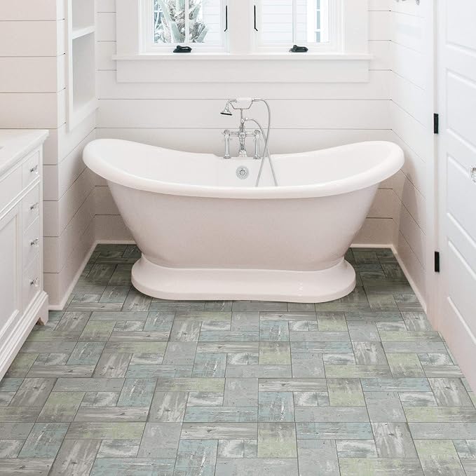 FloorPops FP3290 Boardwalk Peel & Stick Floor Tiles, Grey (Pack of 2)