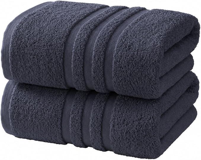 Velqora Bath Towels, 2 Pack, 30 x 60 in, 100% Cotton, Soft, Gray | Balanced Weight | Everyday Comfort | Easy Care