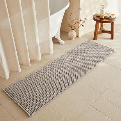 TYUU Waffle Runner Rug Bathroom, Long Boho Bath Mat, 72x24 Light Grey | Super Absorbent Quick Dry Bath Rug, Non-Slip Backing, Soft Waffle Washable Farmhouse Bathroom Mats, Tub, Shower & Home Decor