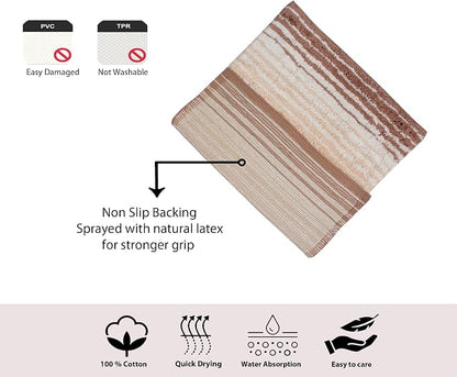 Home Weavers 100% Cotton Gradiation Collection Bathroom Décor | Washable Rug | Bathroom Mat | Kitchen Mat | Bathroom Rug Set | Bath Mat Set | Bath Floor Mat Non Slip, 2 Piece Set(S+M), Beige
