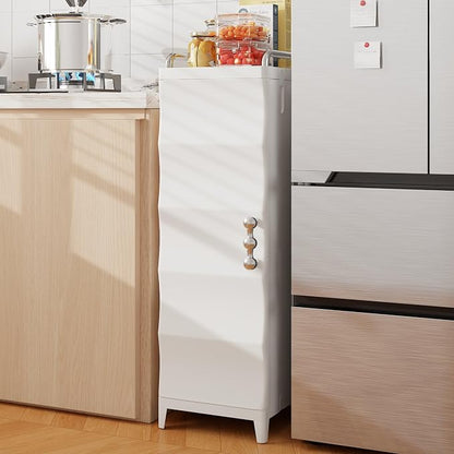 VECELO Narrow Storage Cabinet with Door, Slim Bathroom Storage Cabinet with Adjustable Shelves, for Small Spaces, Bathroom, Kitchen, Laundry, 29.7” H, White