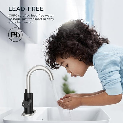 FORIOUS Black and Brushed Nickel Bathroom Sink Faucet 1 or 3 Hole with Metal Pop Up Drain and Hoses, Single Handle Vanity Faucet for Bathroom Bar Kitchen RV, 360° Swivel High Arc Spout