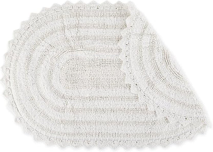 DII Crochet Collection Reversible Bath Mat, Small Oval, 17x24, White