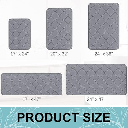 OLANLY Memory Foam Bath Mat Rug 47x17, Ultra Soft and Absorbent Bathroom Rugs, Non-Slip, Comfortable, Machine Washable Bath Carpet for Bathroom Floor, Tub, Shower and Home Decor Accessories, Dark Grey
