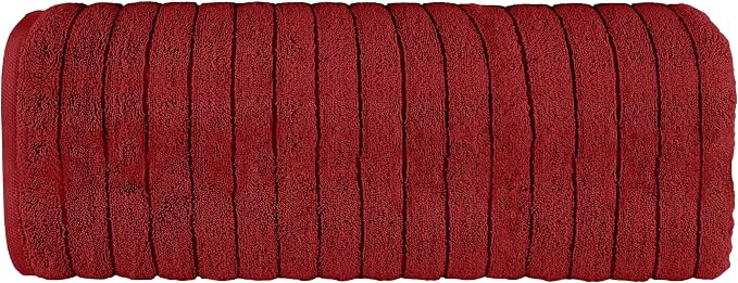 Elegant Comfort 100% Turkish Cotton Corduroy Ribbed Luxury Jumbo Bath Towel Ultra Soft - 35 x 70 Inch - Luxury Spa Premium Hotel Quality Highly Absorbent and Quick Dry Large Bath Towel, Burgundy